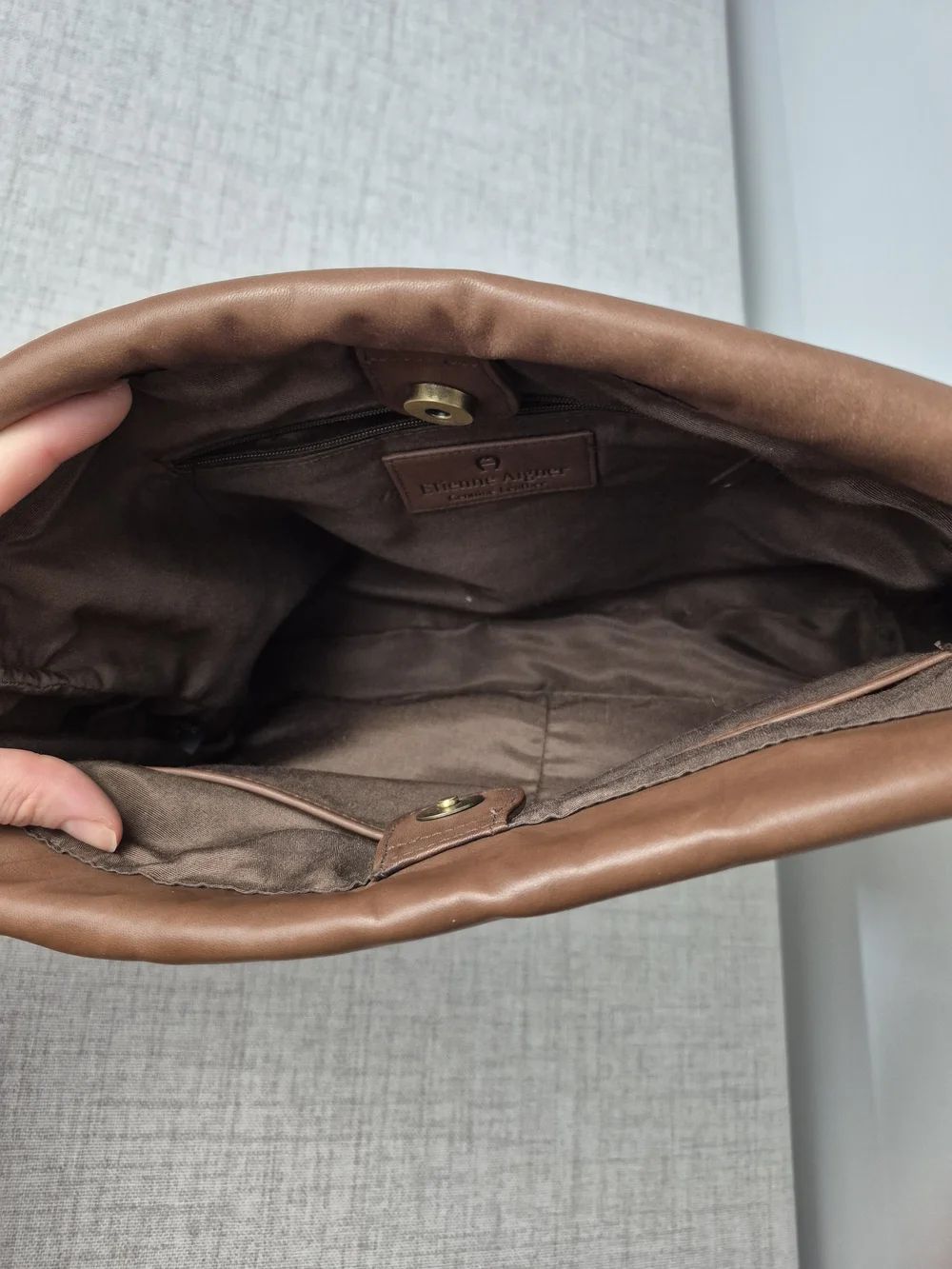 Vtg 90s Etienne Aigner Woven Leather Purse Cognac Brown Intrecciato